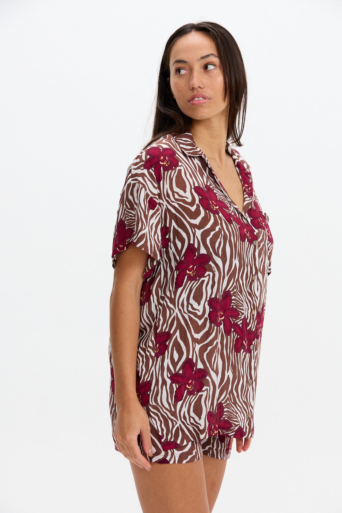 afends black rayon dress BENOA Aloha Shirt Dress