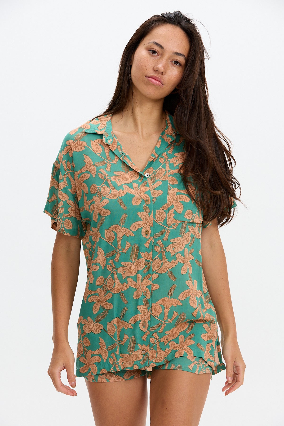 BENOA Aloha Shirt Dress - Diva, Bloom, Tropics