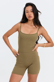 BENOA Square Neck Romper - Khaki, Black