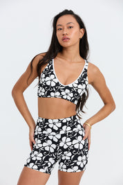 BENOA Sophia Sports Bra - Deep-V Active Top (Pupukea Pink, Black)