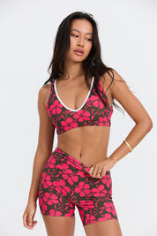 BENOA Sophia Sports Bra - Deep-V Active Top (Pupukea Pink, Black)