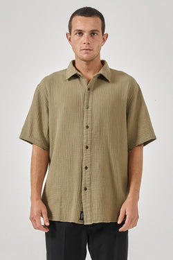 Minimal Thrills Seersucker SS Shirt - Aloe