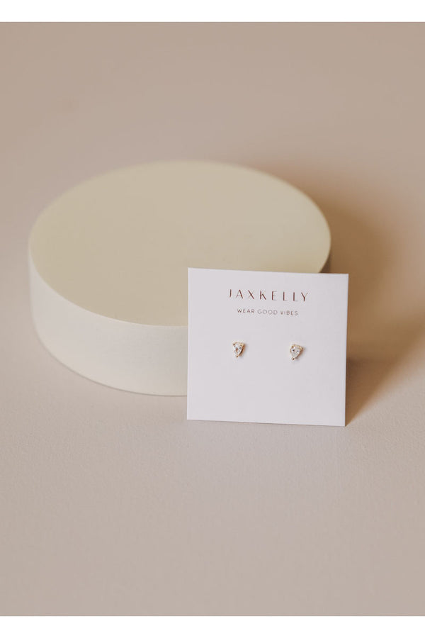 Teardrop Studs - Clear CZ