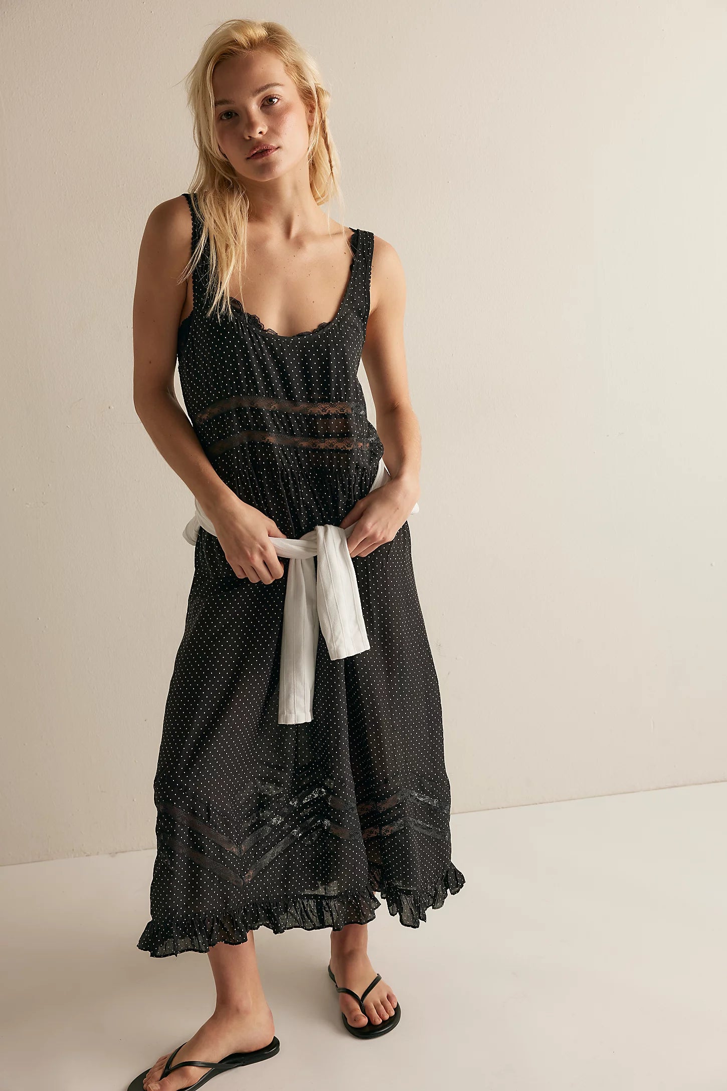 Free People - Voile & Lace Midi (Charcoal)