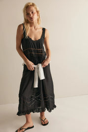 Free People - Voile & Lace Midi (Charcoal)