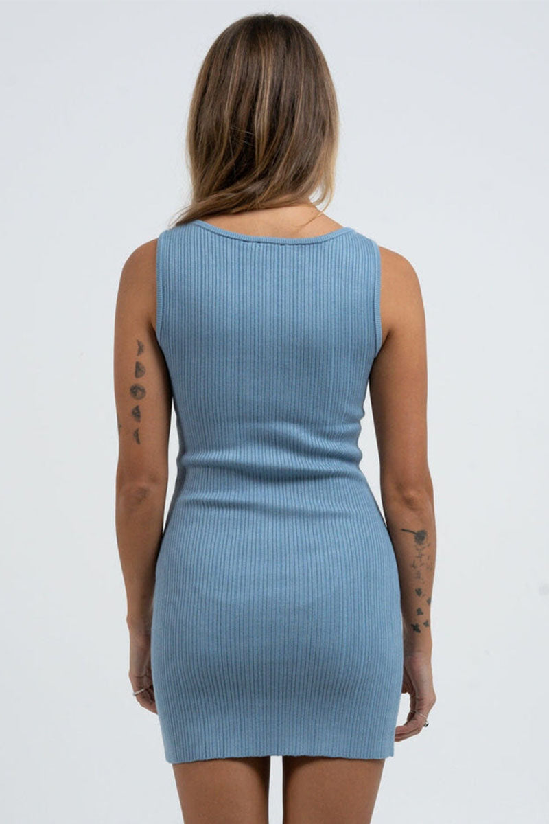 Split Decision Knit Dress - Allure Blue