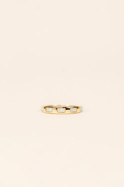 White Opal Baguette Ring