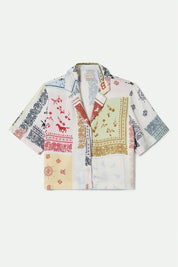 Brixton Silky S/S Bowling Button Down Shirt (Multi Bandana, Burnt Brick)