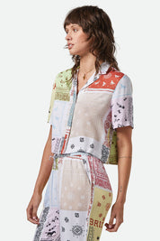 Brixton Silky S/S Bowling Button Down Shirt (Multi Bandana, Burnt Brick)
