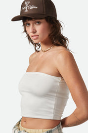 Brixton Crinkle Tube Top (Off White, Tangerine)