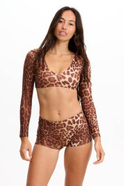 BENOA Long Sleeve Crop Top (Leopard)