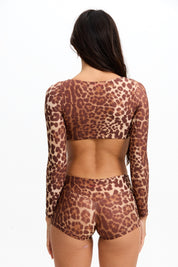 BENOA Long Sleeve Crop Top (Leopard)