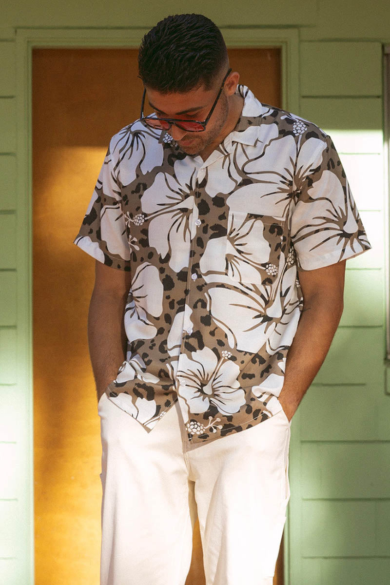 DUVIN Hibiscus Leopard Buttonup