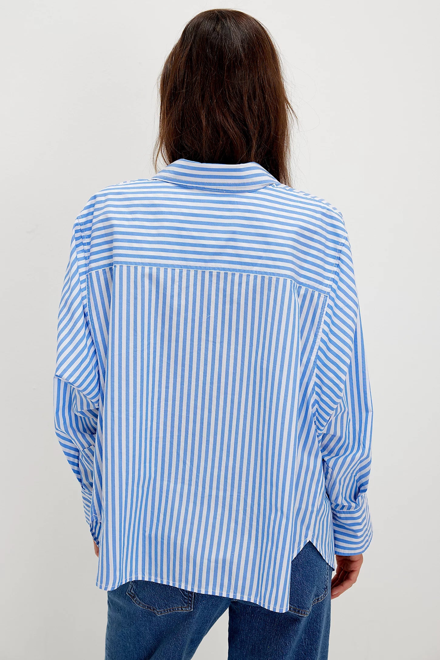 Free People Sabine Tailored Stripe Shirt - Oxford Blue Stripe XS Free People Sabine Tailored Stripe Shirt - Oxford Blue Stripe XS