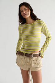 Free People Easy Does It Striped Tee (Green)