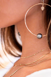 MAI LOVE Tahitian Pearl Hoops - LG