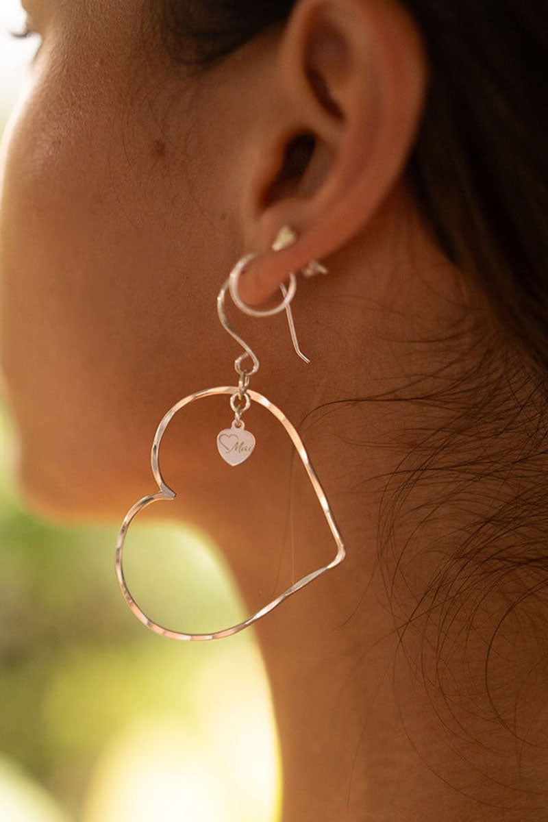 MAI LOVE Heart Hoops - Med  14k GF