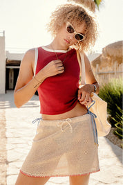 BRIXTON Mini Crochet Skirt (Timeless Taupe)