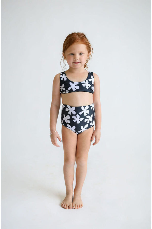 Girl's Bikini Separates - Bottom - Black Plumeria