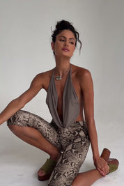 INDAH Calla Halter Top (Taupe)
