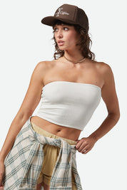 Brixton Crinkle Tube Top (Off White, Tangerine)