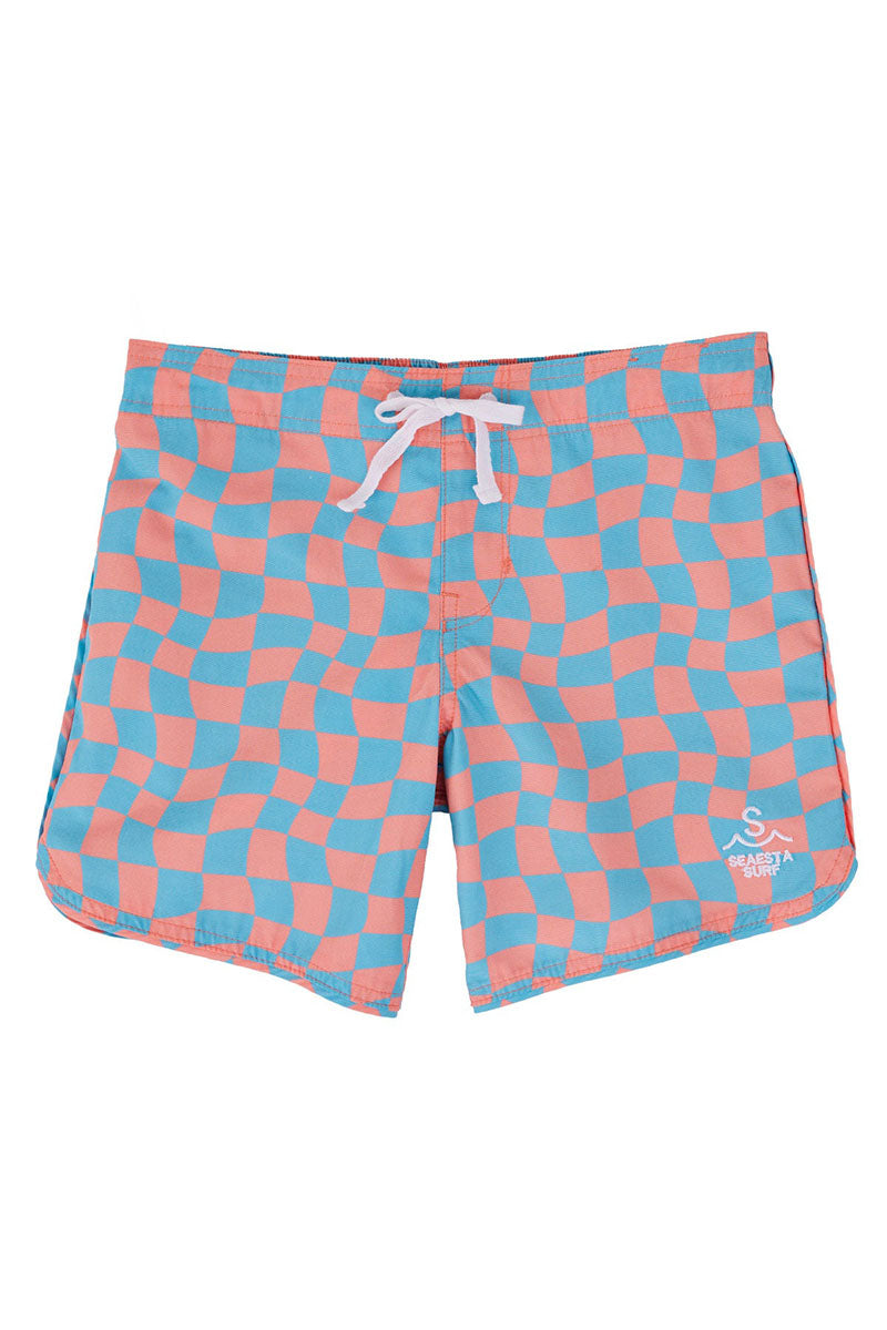 Wavy Checks Boardshorts - Coral, Avocado