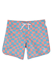 Wavy Checks Boardshorts - Coral, Avocado