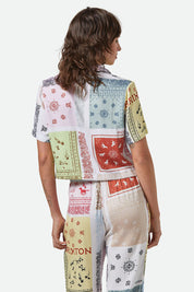 Brixton Silky S/S Bowling Button Down Shirt (Multi Bandana, Burnt Brick)