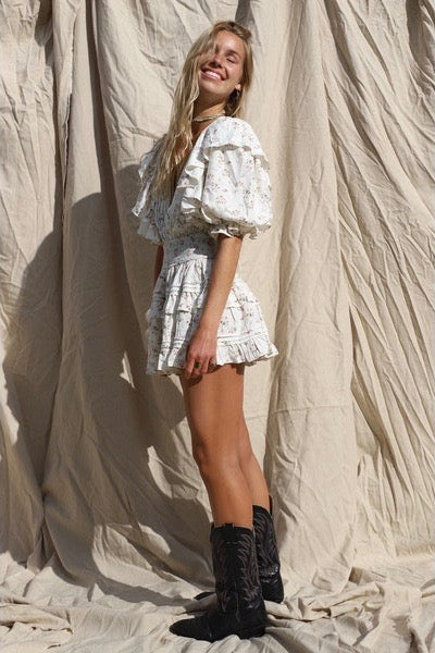 Petit Mini Dress - Winter White Floral