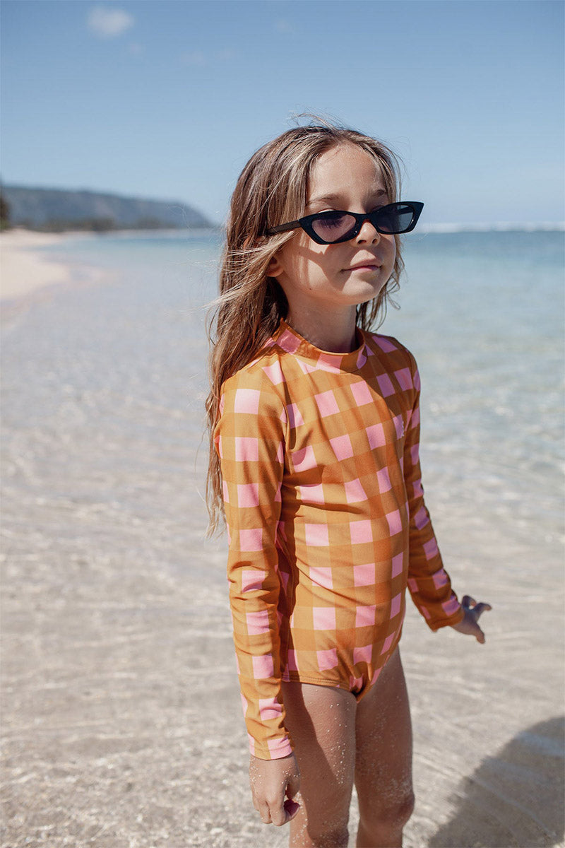 Seaside Gingham Long Sleeve One Piece