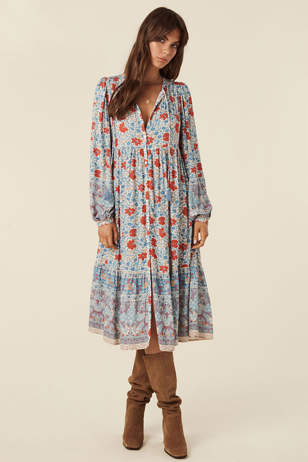Village Button Down Midi Dress