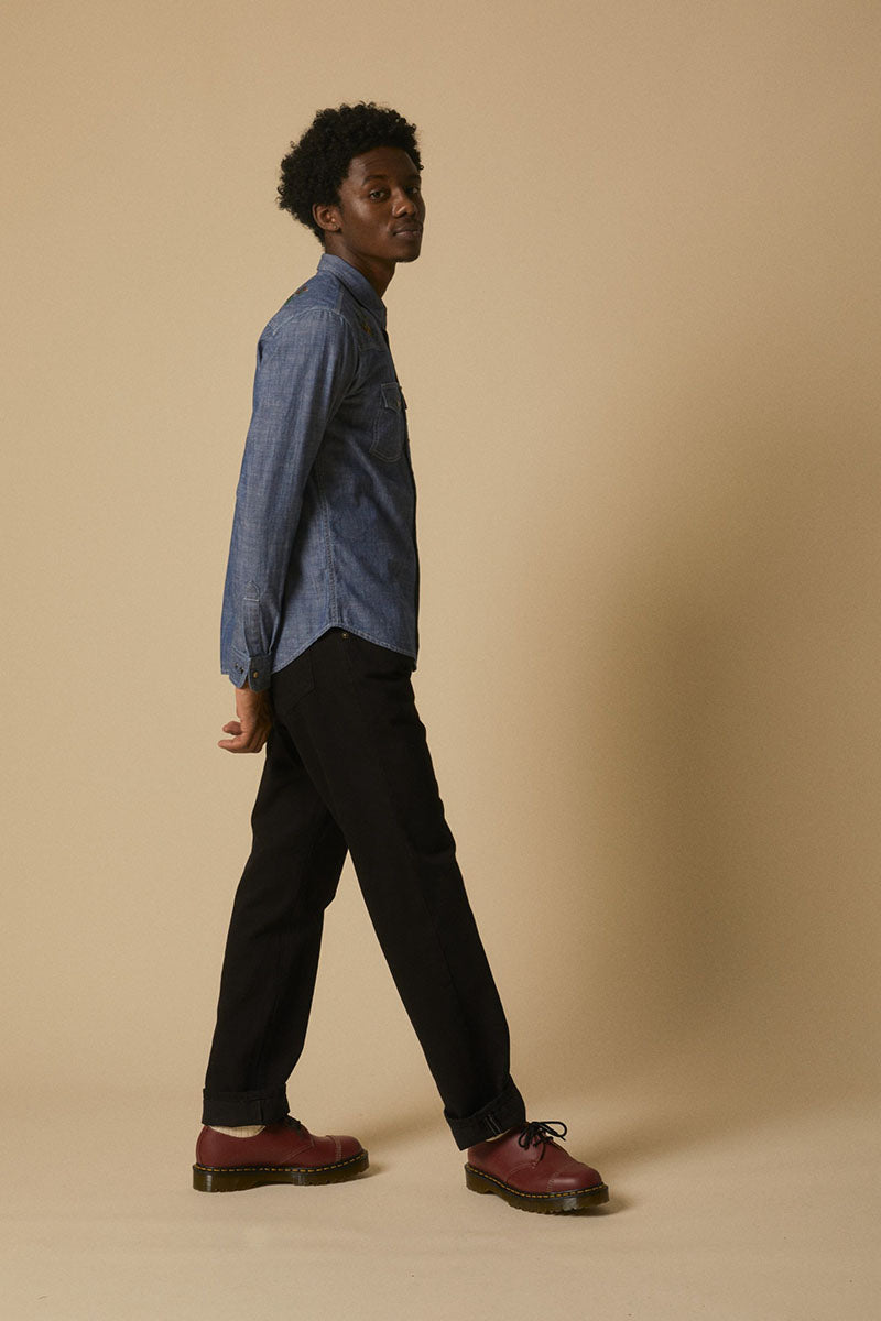 Embroidered LS Shirt Indigo