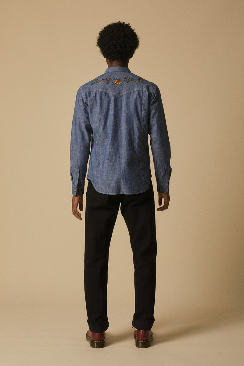 Embroidered LS Shirt Indigo
