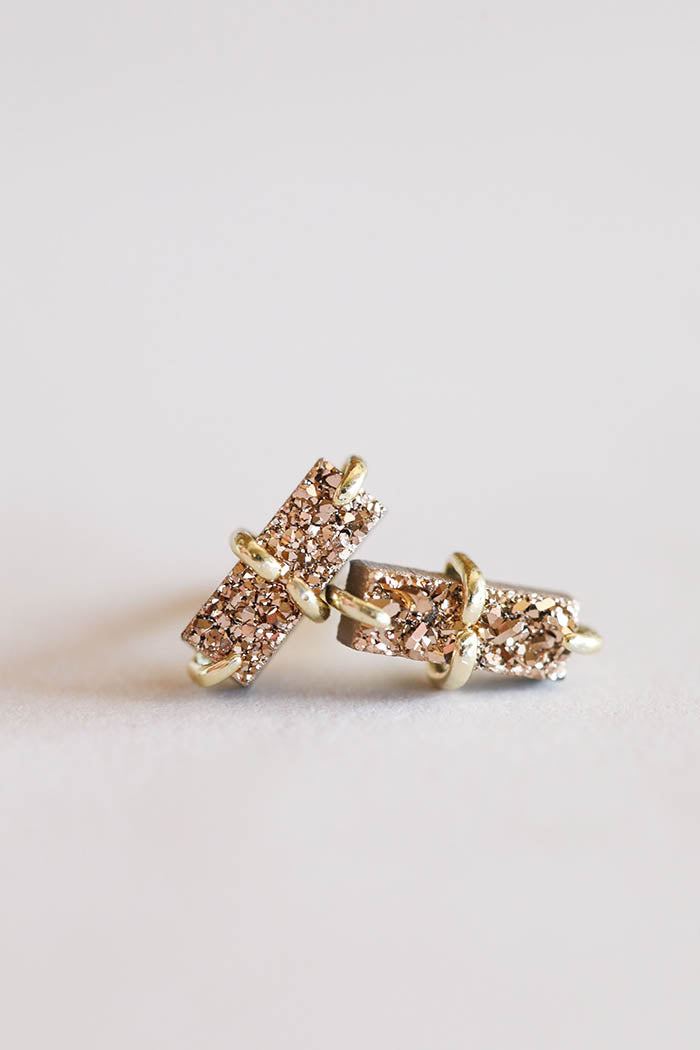 Druzy Bar Rose Gold Stud GP