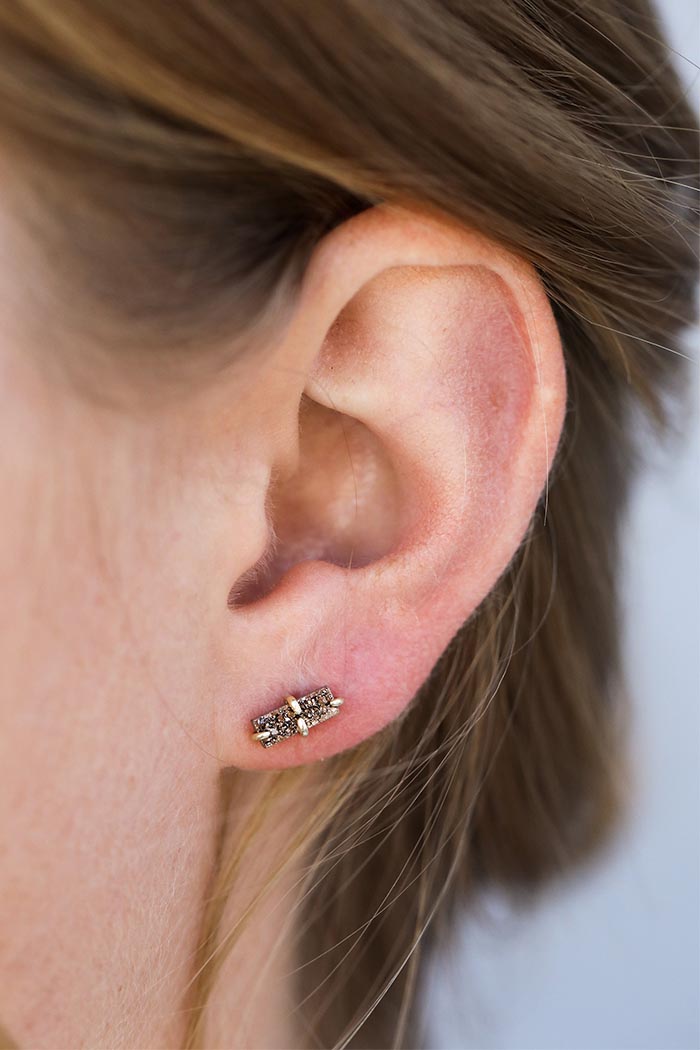 Druzy Bar Rose Gold Stud GP