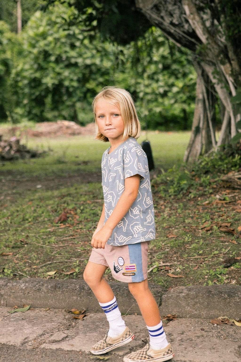 Patch Town Short - Blue Sandy Mauve