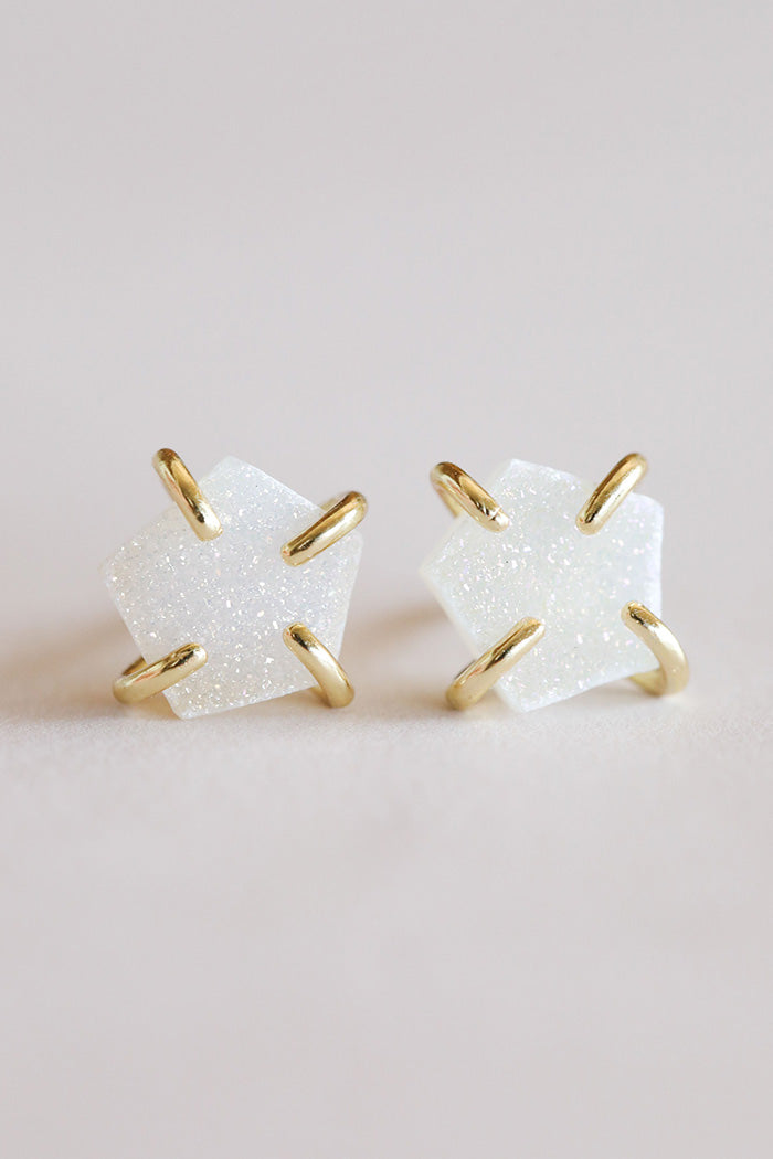 White Druzy Prong